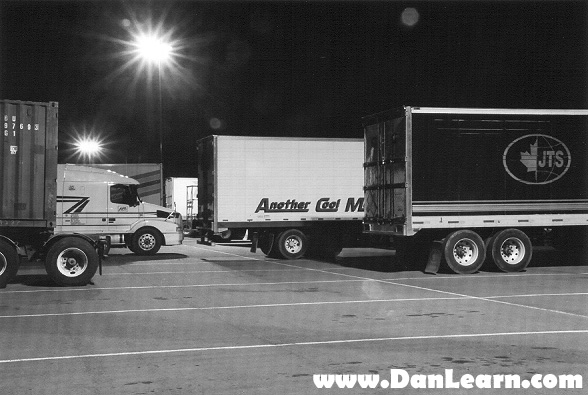 Truck stop at night