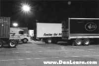 Truck stop at night