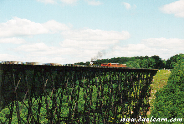 Kinzua Bridge with steam train