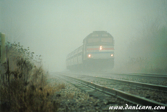 Amtrak in very heavy fog