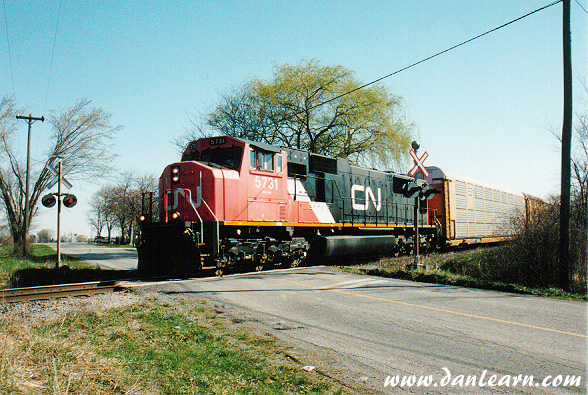 CN train in rural Niagara Falls