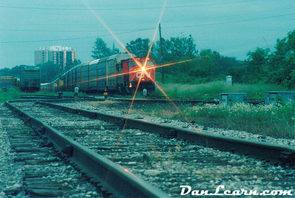 CN train in yard at dusk