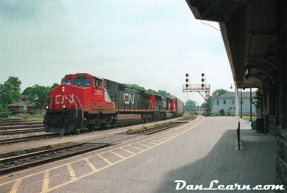 Train passing Brantford station