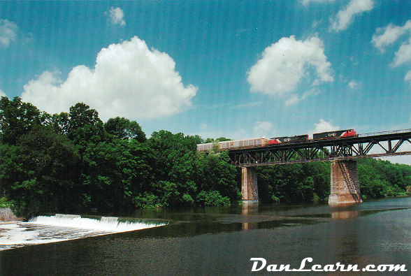 Train crossing Grand River at Paris