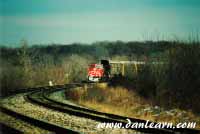 CN train rounding a bend