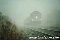 Amtrak in very heavy fog