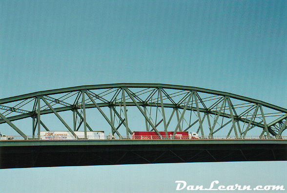 Trucks lined up on Peace Bridge