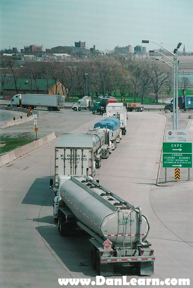 Trucks lined up at border